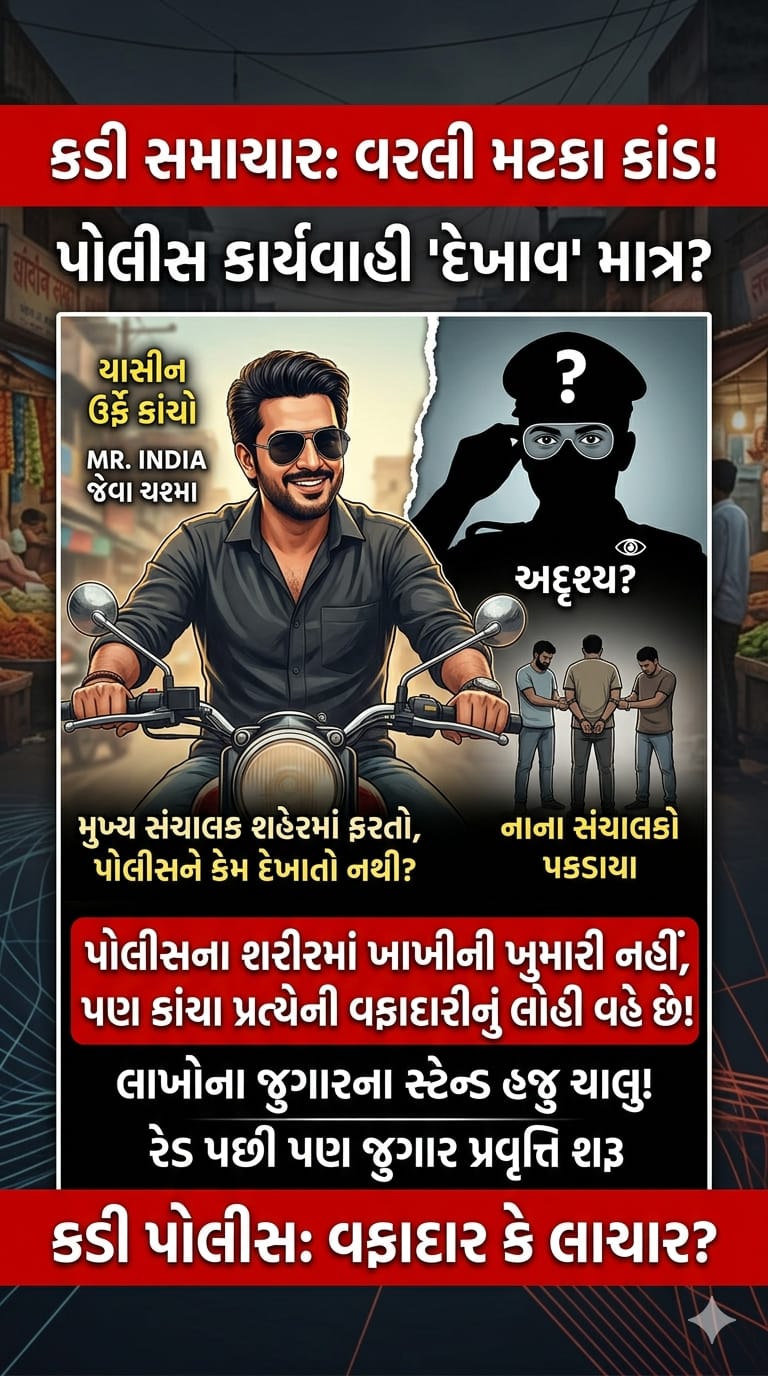 રેડ પડશે તો પણ પોલીસમાં  વરલી મટકાના સ્ટેન્ડ બંધ કરાવી શકવાની હિંમત નથી?વરલી મટકા કિંગ યાસીન ઉર્ફે કાંચાએ લોકોમાં શેખી મારી હોવાની  ચર્ચા